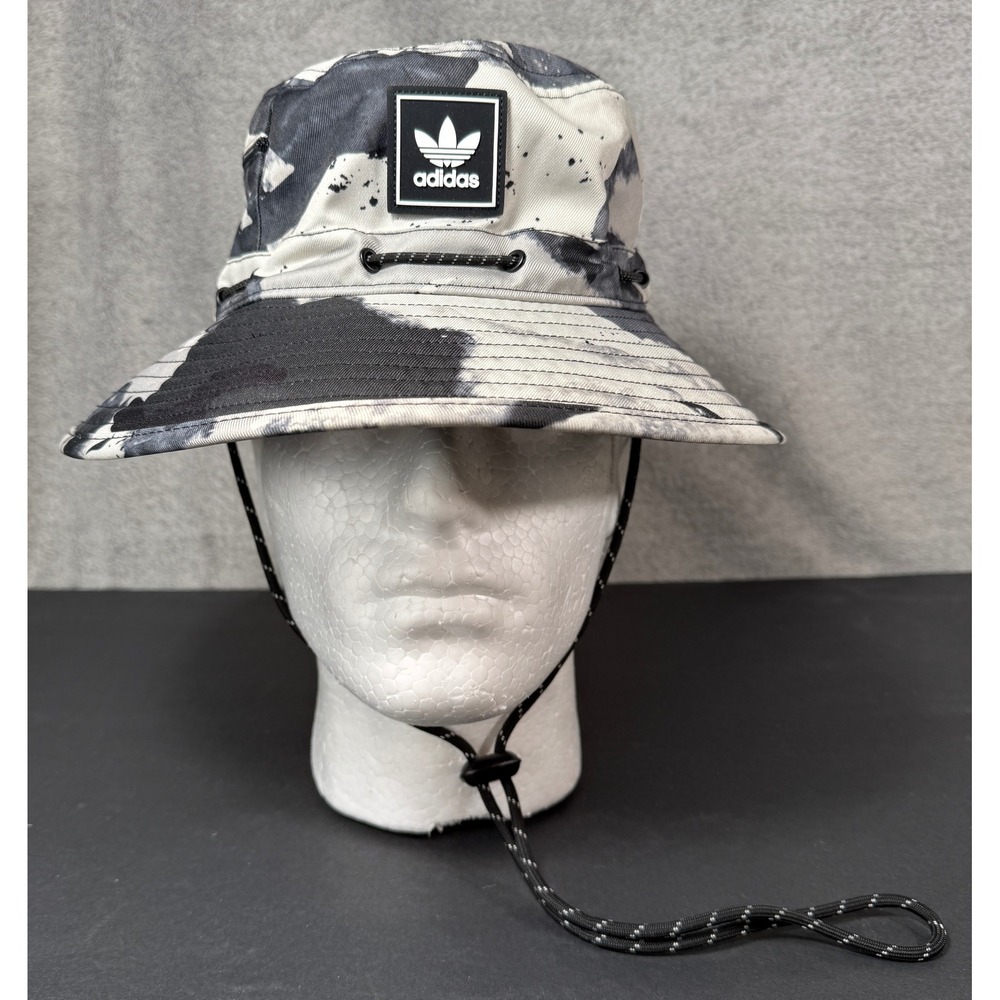 Adidas Bucket Hat Unisex OSFM Black White Camo Trefoil Outdoor Stash Pocket